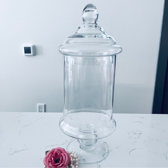NEW Glass Apothecary Jar Candy Buffet Clear Footed Vase with Lid